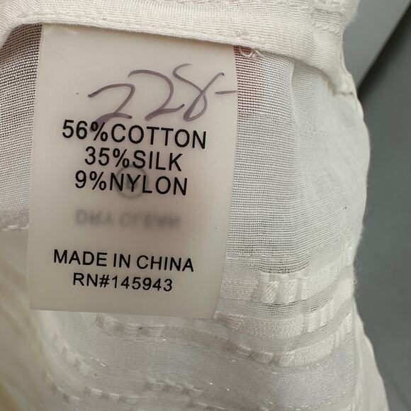 CHELSEA & WALKER NWT Ivory Cotton Silk Blend Bush Ruffle Top Blouse // 6 - Picture 9 of 15